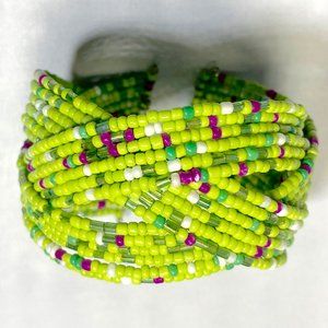 Lime Green African Maasai Handmade Beaded Bracelet